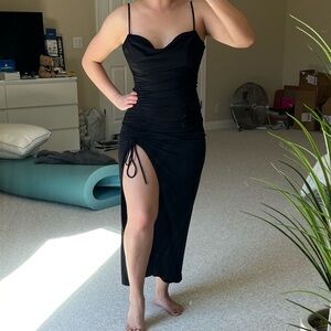 Zara Cowl Neck Draped Midi Dress